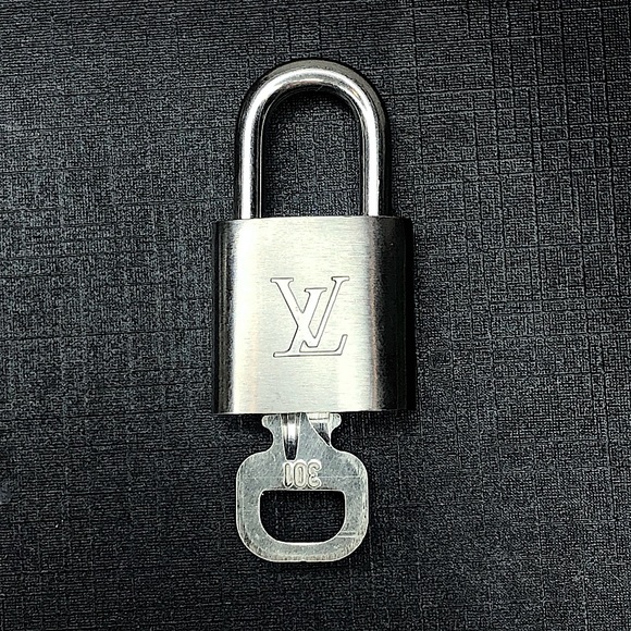 Louis Vuitton Accessories - LOUIS VUITTON Palladium Lock and Key Numbers 301 Silver Padlock Rare